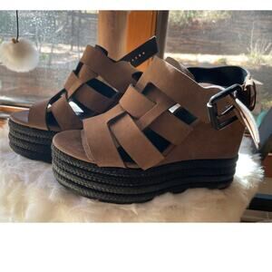 ALLSAINTS All Saints sz 8.5 EU 39 Marzee brown wedge chunky sandal high platform